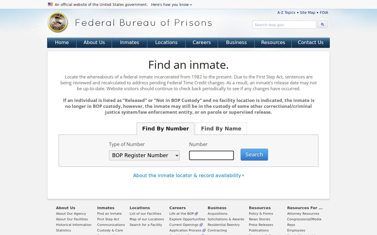 Federal inmate locator for a federal Powhatan County arrest case