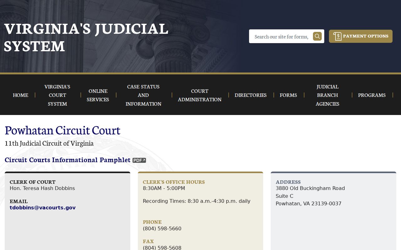 Powhatan County criminal court case records at Circuit Court