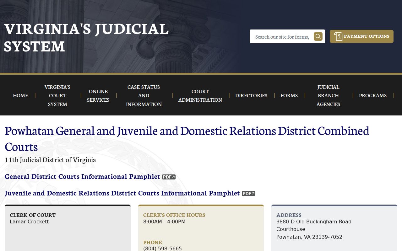 Powhatan County criminal case records at Combined District Courts