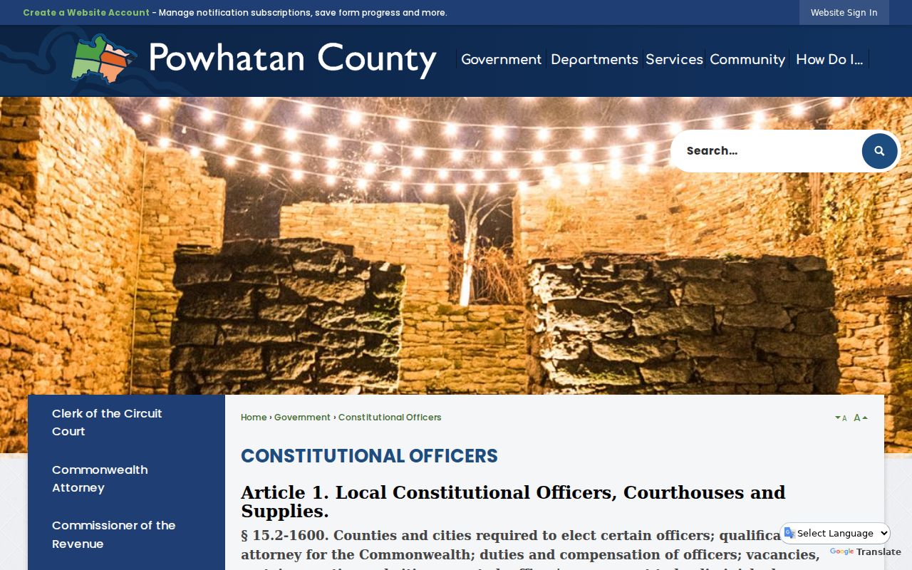 Powhatan County constitutional officers directory