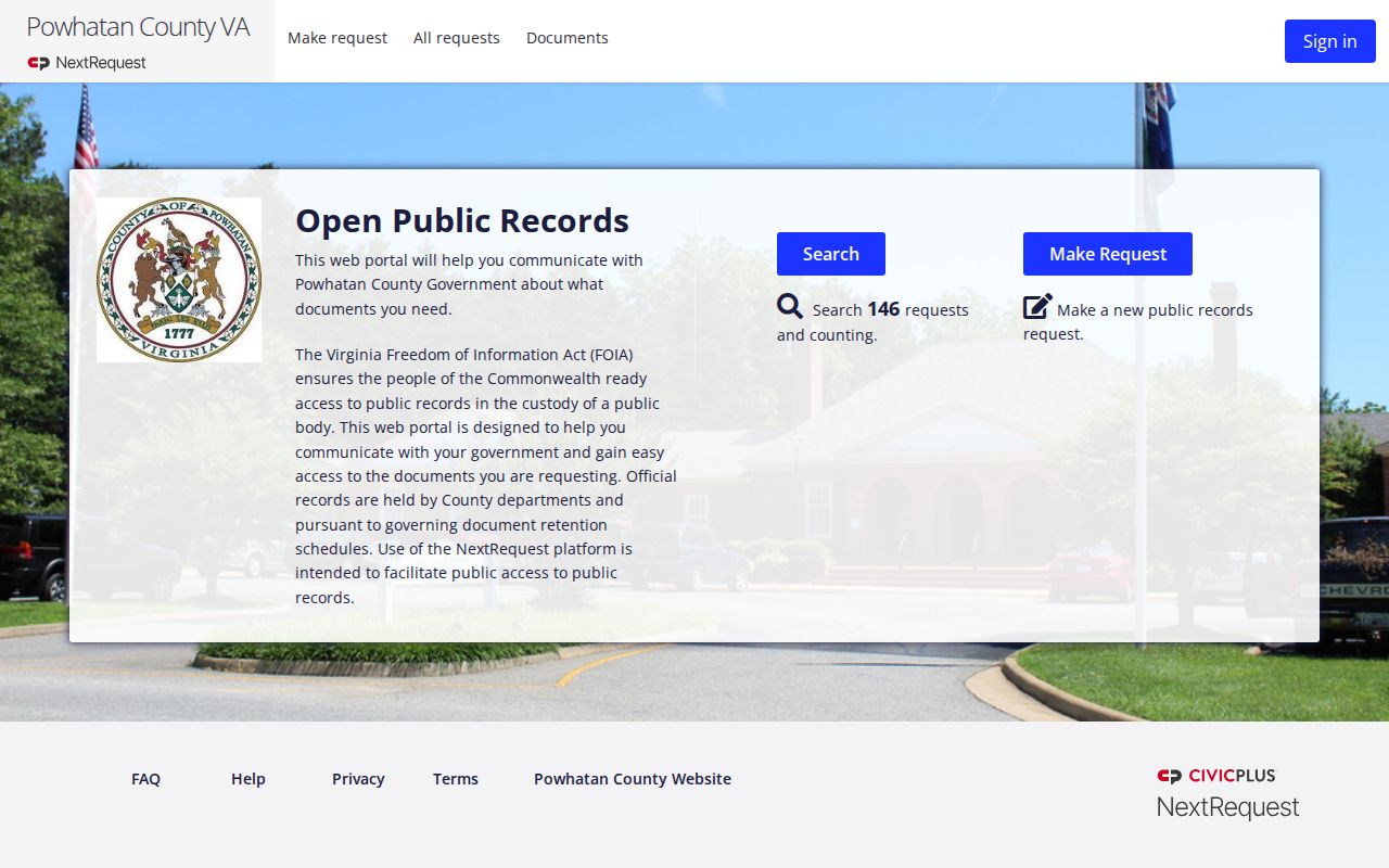 Powhatan County NextRequest public records portal