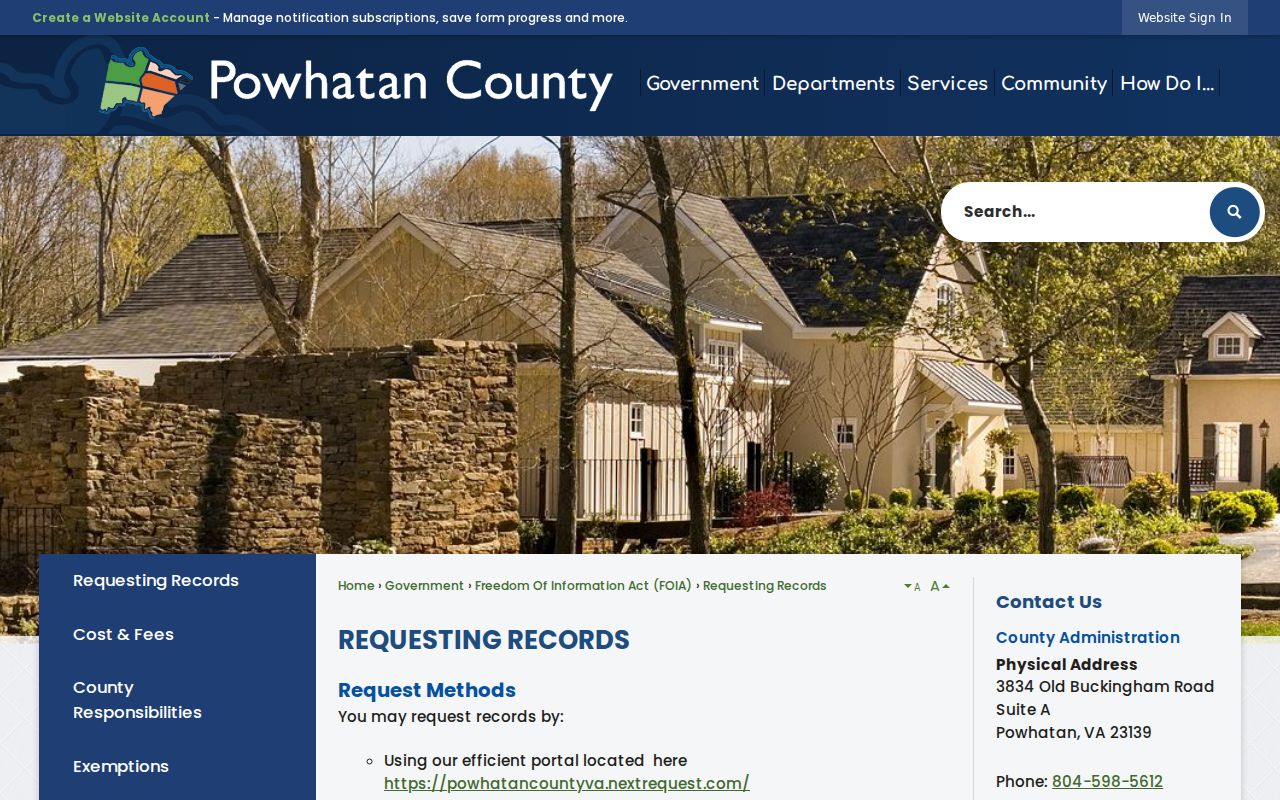 Powhatan County official public records request methods