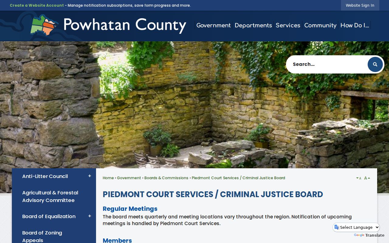 Powhatan County sex offender lookup context at Piedmont Court Services